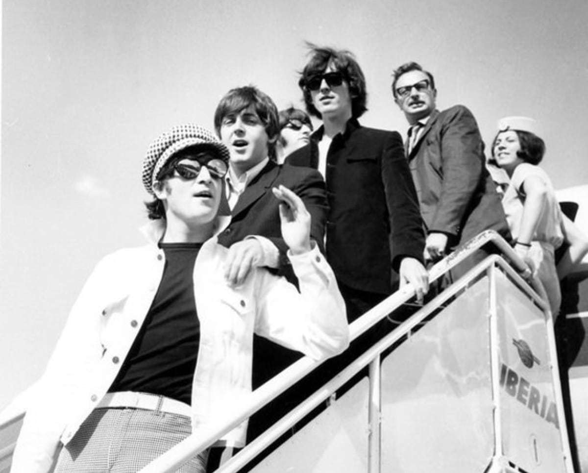 Los Beatles a su llegada a Madrid el 1 de julio de 1965